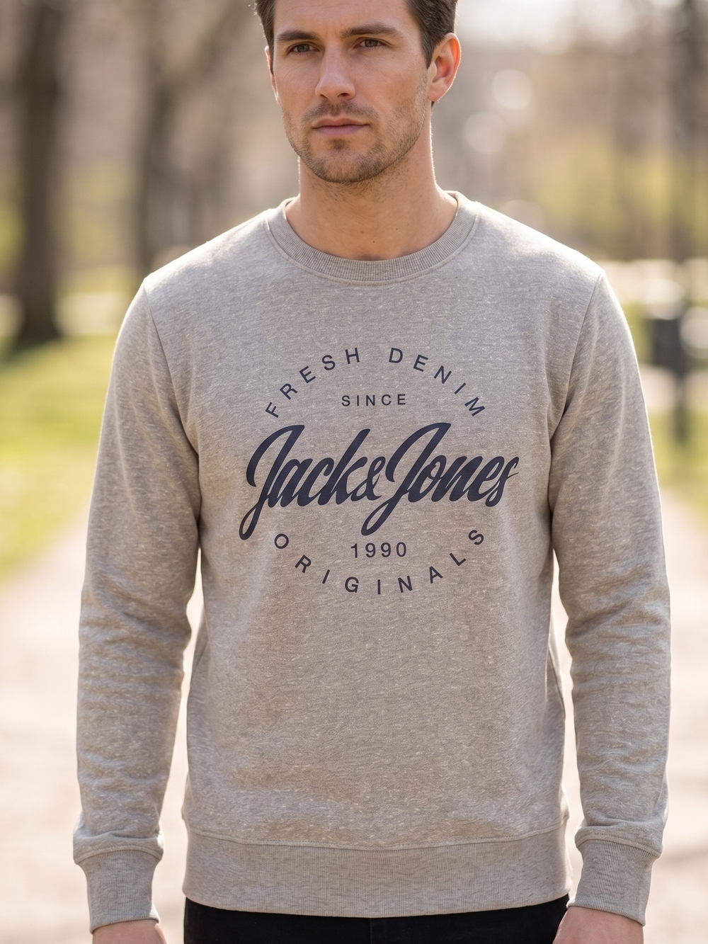 Jack & Jones Gray Logo Crewneck Sweatshirt